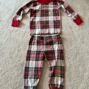 2T Plaid Kids Pajamas - Red and White